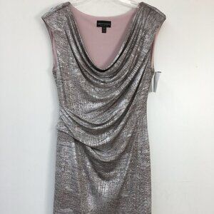 Connected Apparel Drop Scoop Neck Metallic Shine Formal Dress Size 10P